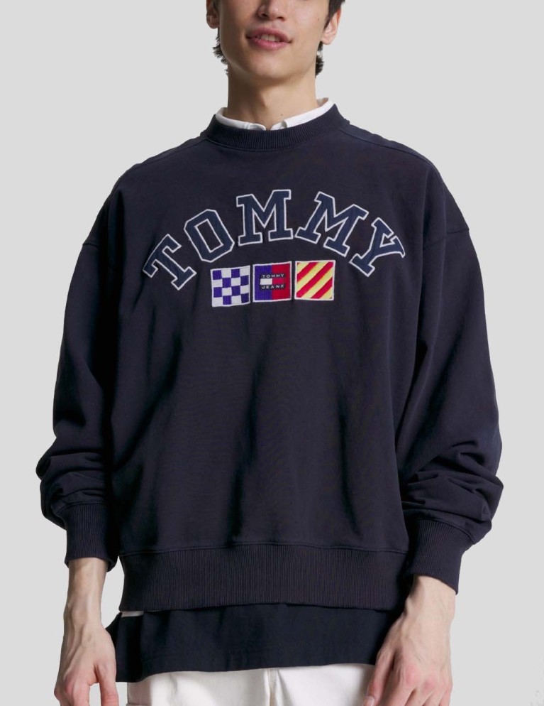 Felpa TOMMY JEANS box archive crew nero